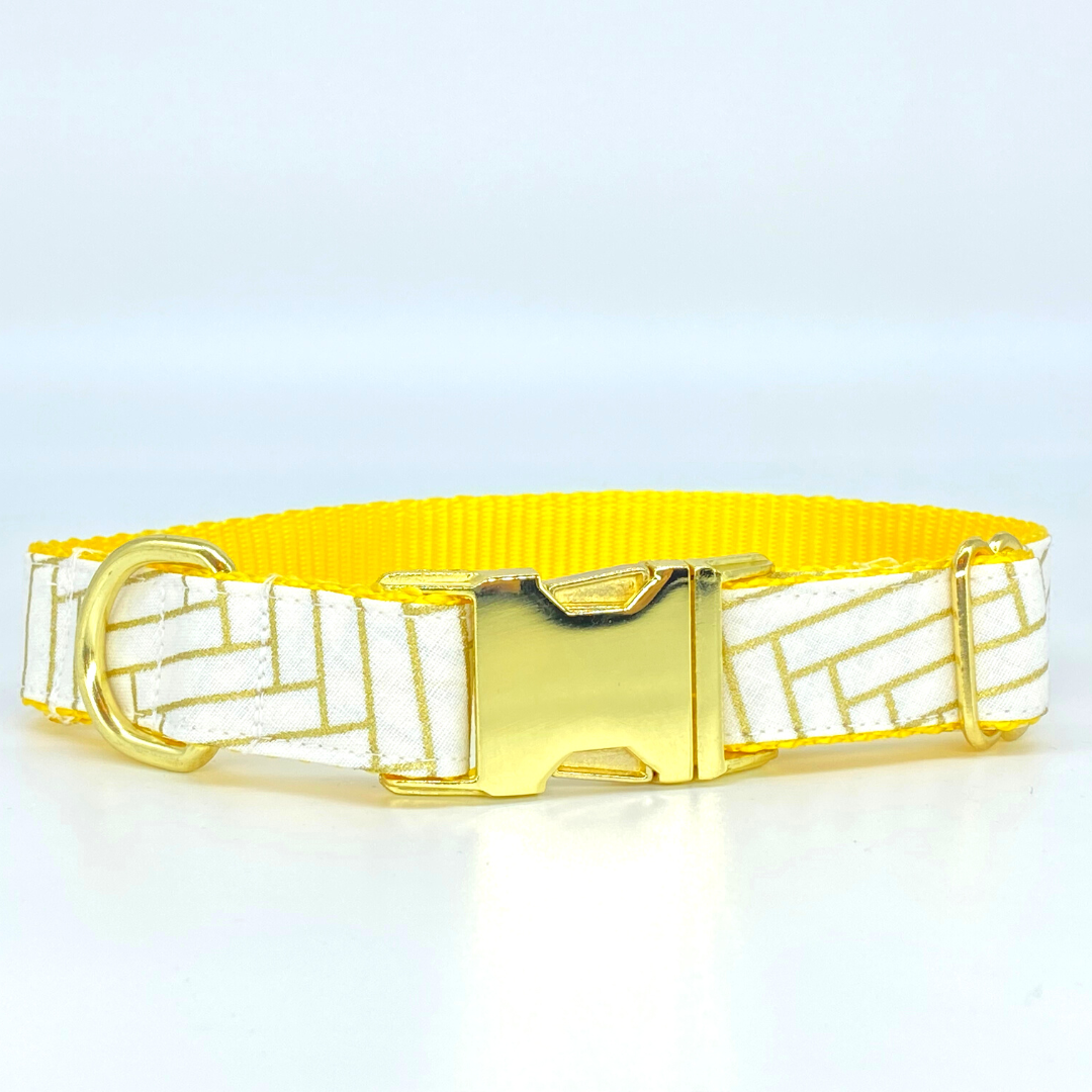 Golden Herringbone - Dog Collar