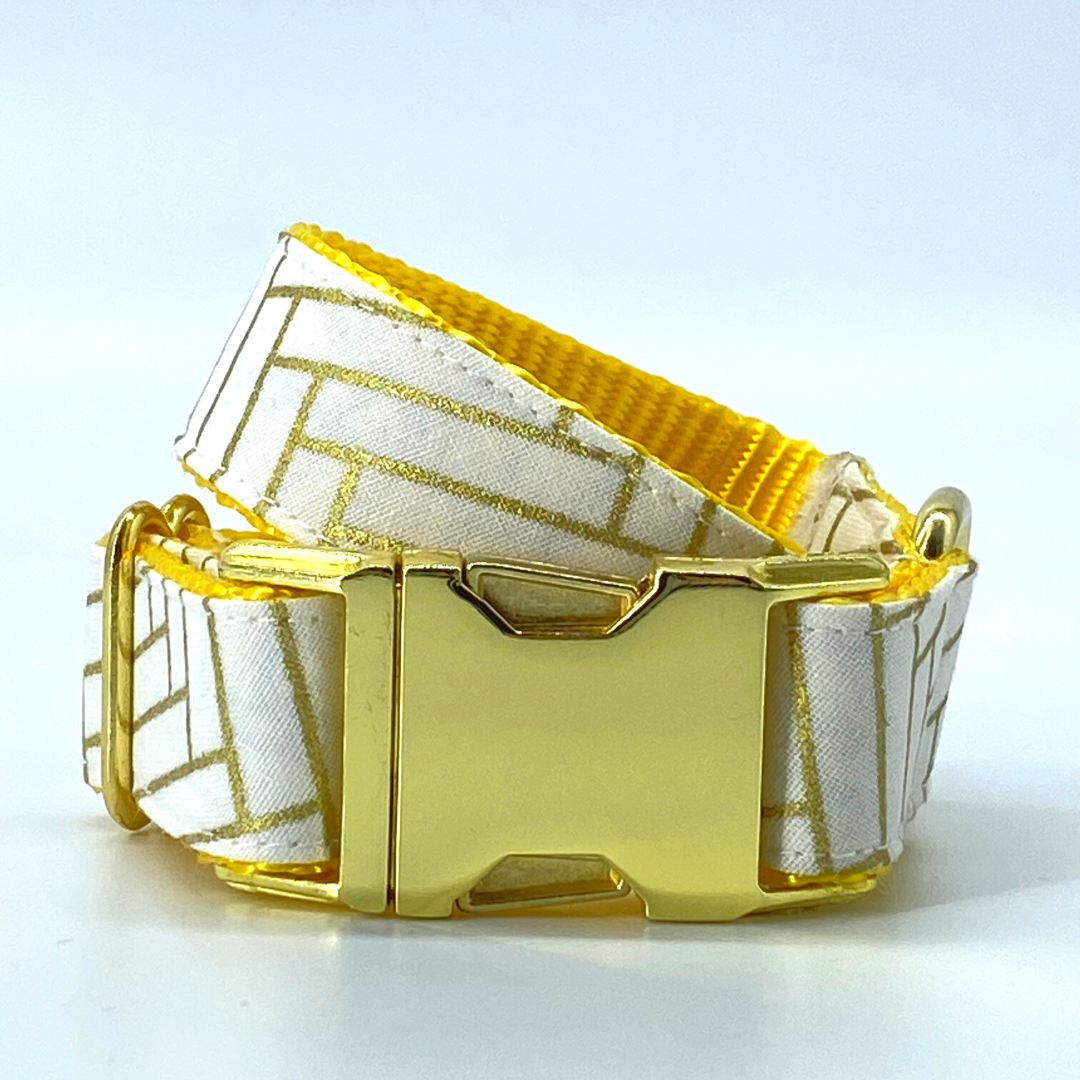 Golden Herringbone - Dog Collar