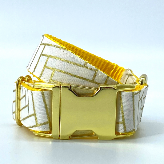 Golden Herringbone - Dog Collar